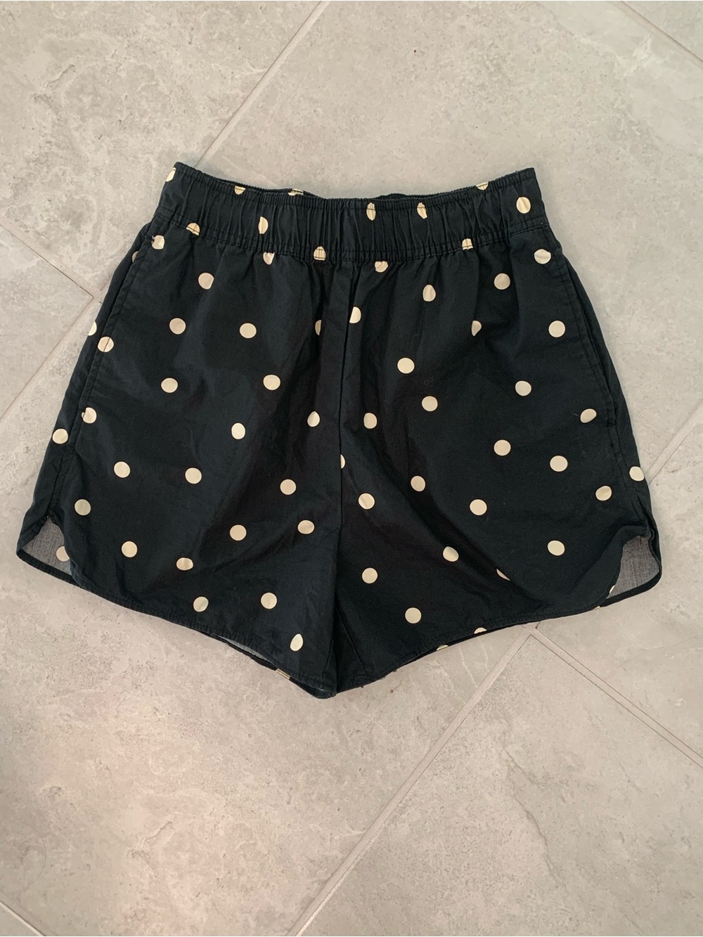 H&M Black Shorts with Cream Polka Dots